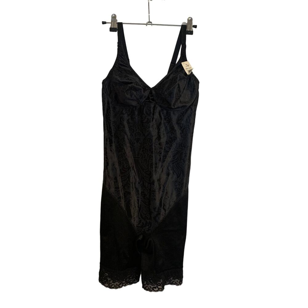 Vanity Fair Vintage NWT Second Skin Floral Body Suit Underwire 36C Black